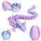3D Dragon in Egg Fully Articulated Crystal Dragon with Egg Flexible Joints Home Decor Executive Desk Toys Home Office Decor Executive Desk Toys (dreamy blue)
