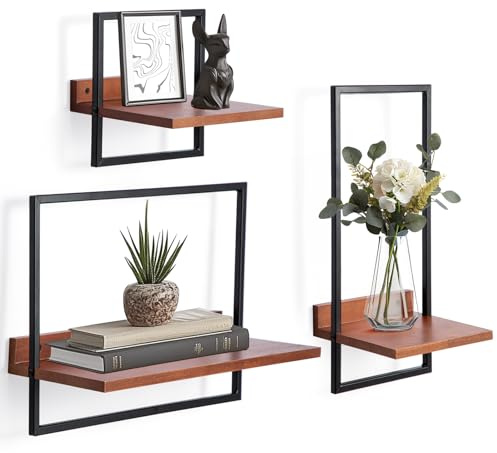 Trintion Set mit 3 Wandregalen,3 Teiliges Set-Eich Regale,Quadratische Bücherregal für die Wand Deko, Hängeregale zur Wandaufbewahrung,Wandregal Holz Hängeregal für küche,Wohnzimmer,Schlafzimmer