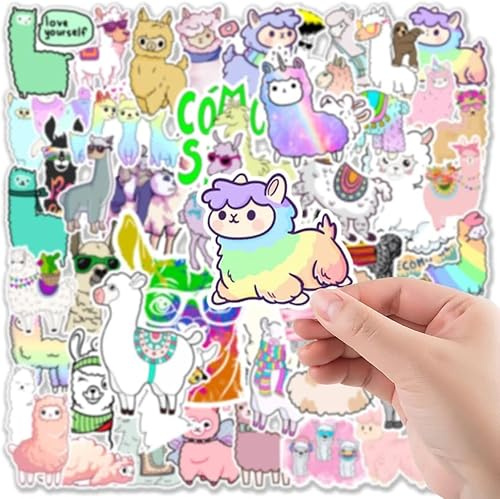 100 Stück Alpaka Aufkleber Wasserflasche Laptop Handy Gitarre Skateboarding Internet Beliebte Tier Vinyl Aufkleber Wasserdicht Aufkleber für Kinder Erwachsene