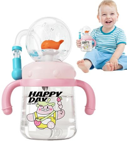 Xujuika Wasserflasche Mit Wal - 300ml Baby Trinkbecher Mit Spritzer, Auslaufsicher - Whale Spray Water Bottle für Kleinkinder