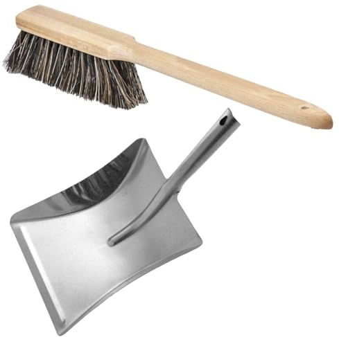 Universal Long Handled Brush and Dustpan Set - Heavy Duty, Galvanized, Rust Proof, Multipurpose Cleaning Tools for Home, Garage, Room, Ideal for Collecting Ash, Trash, Sawdust, Debris, Waste (Silver)