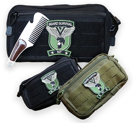 Victor and Valor - Kulturbeutel und Bartkamm für bärtige Männer – Militärische Überlebenstasche, taktisches Molle-Dopp-Kit für Männer, wasserabweisend, Rasierpflegetasche für Erwachsene für Reisen