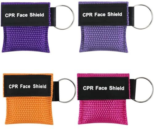 NHQZ 4 Stück Beatmungsmaske Erste Hilfe, CPR Maske Face Shield, Beatmungsmaske Schlüsselanhänger, Tragbarkeit Beatmungsbeutel, Mund zu Mund Beatmung Schutz für Die Notfallrettung(B)