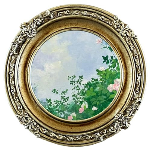 JZLEJC Runde Bilderrahmen 5.7 Gold Harz runder Fotorahmen für 3.7 Foto auf Wanddekorationsbildhalter für Zuhause, Hotel, Wohnung