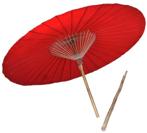 KXWOQ3ED Roter Ölpapier Terrassenschirm, 200 cm Orientalischer Gartenschirm Sonnenschirm, Sonnenschutz, Vintage Bambus Balkonschirm Strandschirm