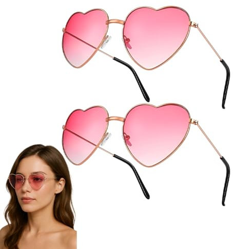 XYTAHDM 2 Paia Occhiali da Sole Cuore,Hippy Occhiali a Forma di Cuore, Occhiali da Festa, Occhiali da Sole Retro, Occhiali Divertenti per Feste di Compleanno Carnevale Festa Cosplay