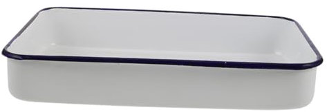 Garneck Enamel Baking Pan Deep Roasting Tin Baking Plate Rectangular Roasting Tray Serving Dishes for Hot Food Roaster Pan Casserole Dish Cooking Trays for Oven Enamel White