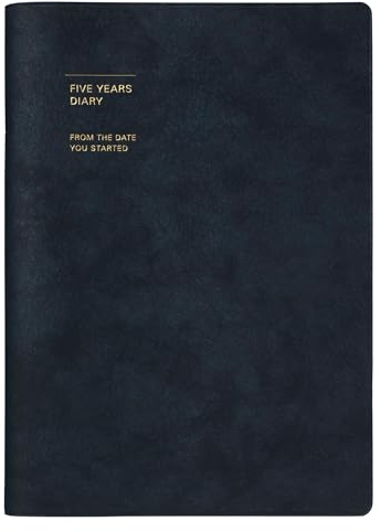 MARK'STYLE 5-Year Journal – Undated Mindful Diary for 5 Years of Entries with Goal Tracker, Memory & Photo Pages, and Inspirational Quotes (Navy)
