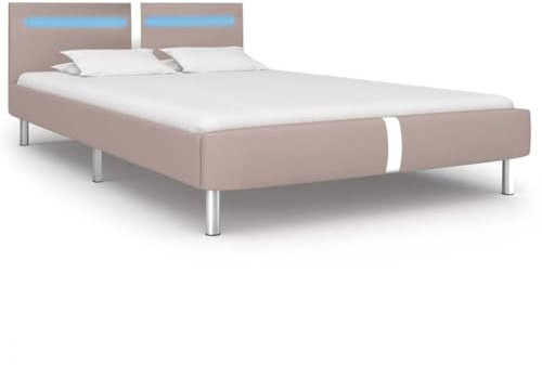 WSJHUHK Möbel, Betten & Accessoires, Betten & Bettrahmen, Bettrahmen mit LED ohne Matratze, Cappuccino, 135x190 cm, Doppelbett