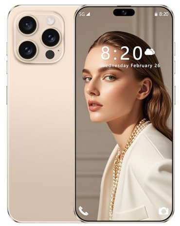 I16 Pro Max Unlocked Phone, Android 14.0 OS, 7.3-inch High-definition Screen Smartphone, 8000mAh Battery, 16GB RAM 1TB ROM Dual SIM Dual Standby Cellphone, Sim-Free Smart Phone,Desert Gold-7.3 Inch