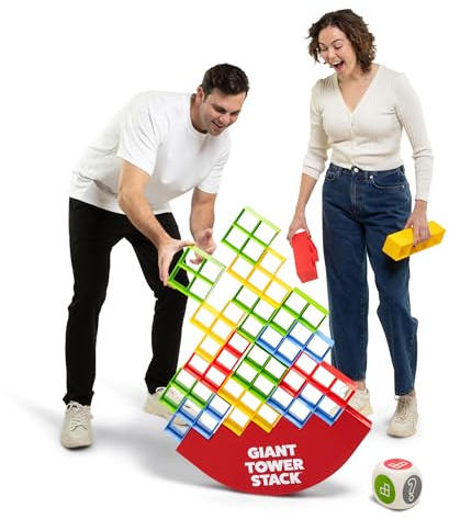 Giant Tower Stack by Relatable, The Jumbo Block Game Where You Balance Building Blocks - Ultimate Outdoor Games, Yard Games for Adults, & Family Games Challenge - Ages 8+, Includes Storage Bag