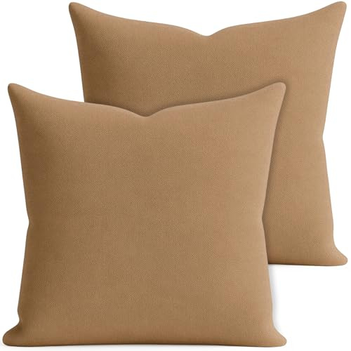 2er Set Kissenbezug 40x40 cm Hellbraun für Dekokissen - Kissenhüllen mit Reißverschluss