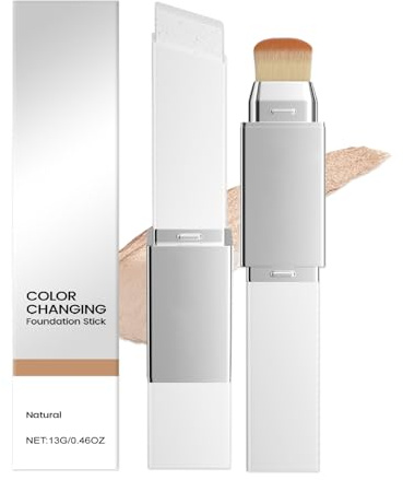 2-in-1 Natürlich Farbwechsel Foundation Stick | Farbwechsel Make-up Basis Natürlich Foundation mit integriertem Pinsel,Vollabdeckender Weißer Concealer, Farbtonanpassung für reife Haut | Langanhaltend