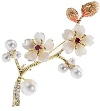 Broche florale de style chinois antique en forme de fleur de prunier - Accessoire élégant pour manteau, écharpe, sac