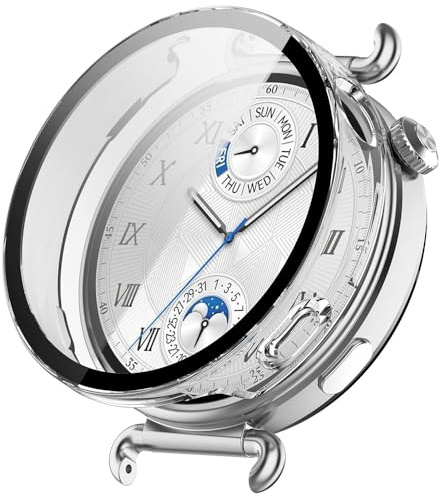 Techsuit für Huawei Watch GT 6 41mm Hülle und Displayschutz mit Gehärtetem Glas, HD Klarheit, Volle Abdeckung, Kratzschutz, Schlankes Design, Defense360 Pro, Transparent
