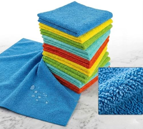 8x Microfibre Cloth Cotton Cleaning Cloths Polishing Dusting Towel Multi-Purpose Duster Cloth Washable Reusable Car Duster For Dusting Polishing Cleaning Kitchen Essentials (pack of 8) 30 x 30 cm
