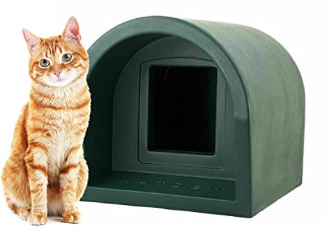 The Original Mr Snugs KatDen® Plastic Outdoor Waterproof Plastic Cat Shelter Kennel - Dark Green Colour