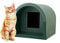The Original Mr Snugs KatDen® Plastic Outdoor Waterproof Plastic Cat Shelter Kennel - Dark Green Colour
