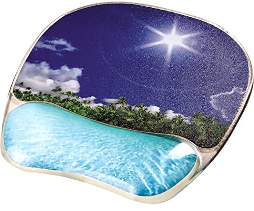 Fellowes Photo Gel Mouse Mat with Wrist Support and Microban Protection - Mouse Pad with Non Slip Rubber Base - Ergonomic Mousepad for Computer Laptop - Tropical Beach