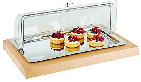 Kühlplatte Rechteck Buffet Edelstahl/Buche