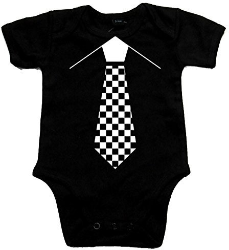 Racker-n-Roll SKA Krawatte White Baby-Body schwarz, Größe 56