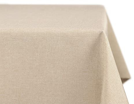 BEAUTEX fleckenabweisende und bügelfreie Tischdecke - Tischtuch mit Lotuseffekt - Tischwäsche in Leinenoptik, Eckig 110x140 cm, Sand