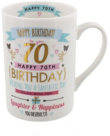 70th Birthday Ladies Pink and Gold Signography Mug CM26070