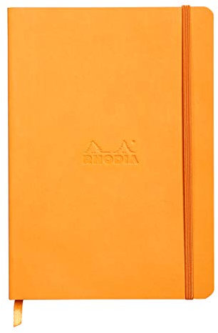 Rhodia 117465C Notizheft Rhodiarama mit weichem Umschlag, dot grid, 80 Blatt, 90 g elfenbeinfarbenes Papier, A5 148 x 210 mm, Lesezeichen, Innentasche,1 Stück,orange