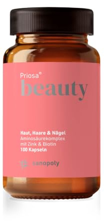 Sanopoly Priosa® beauty 100 Kapseln I für Haut, Haare & Nägel | mit Biotin, Zink, Vitamin E, Q10 und Kieselerde I Vegan