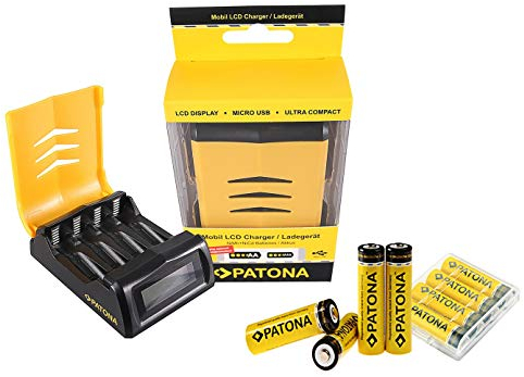 3in1-SET für die Nikon Coolpix A10 und B500 mit 8 Akkus (2200mAh) + Ladegerät mit LCD-Display