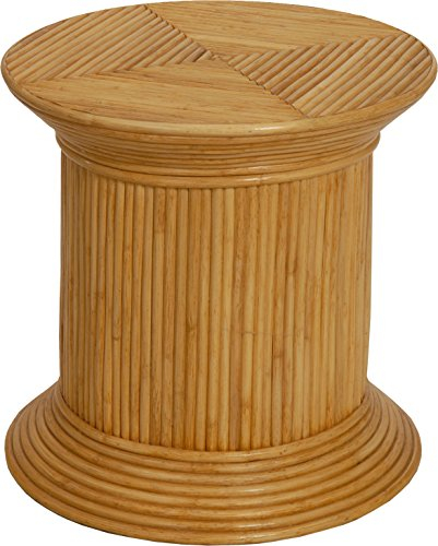 Korb-Outlet Runde Blumensäule, Pflanzenständer aus echtem Rattan/Blumenhocker Ø50x50cm (Honig)