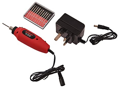 Amtech V2550 Mini Engraving Kit, Wood Engraver Tool, 10pc Diamond Tipped Bits for Glass, Ceramic, Plastic & Metals