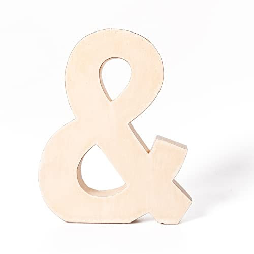 kadoh Und-Zeichen aus Holz, Et-Zeichen & (20 cm) zum Aufstellen • Handgemachte Holzbuchstaben in Vintage-Look als Deko (Creme-Weiß Vintage)