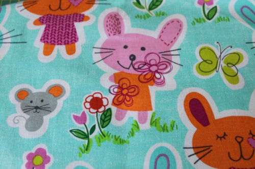 Michael Miller Fabrics Stoffe: Baumwollstoff mit süßem Kindermotiv, Hasenmuster, süße Häschen, Ostern Verkaufseinheit 0,5m Patchworkstoff/idealer Dekostoff/Kinderstoff/Osterdeko