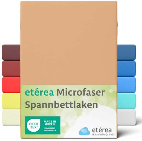 etérea Jersey Spannbettlaken 140x200-160x200 cm Sand für 15-25 cm Steghöhe 100% Microfaser - Oekotex Bettbezug Matratzen Bezug - Bettlaken 140x200cm - 160x200cm Beige