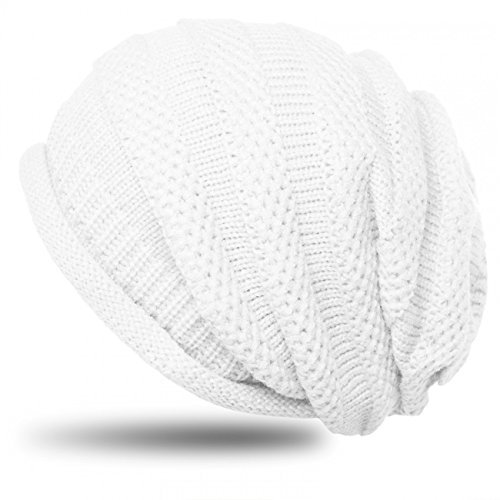 Caspar MU114 Unisex Winter Mütze/Strick Beanie mit Rippenmuster - viele Farben, Farbe:Weiss, Größe:One Size