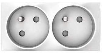 prise de courant 2p+t double 45 degrés - blanc antimicrobien - bornes auto - schneider altira