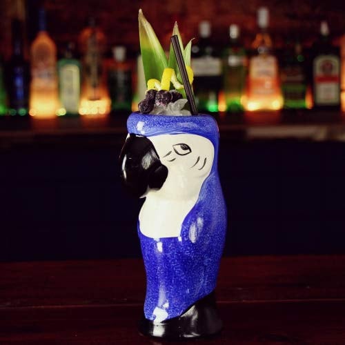 bar@drinkstuff Ceramic Parrot Mug Blue 19.4oz / 550ml - Ceramic Hawaiian Cocktail Mug