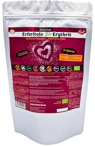 ZeroCal |100% ERITRITOLO CERTIFICATO BIOLOGICO | 1000 g Granulato | Sostituto dello zucchero | Dolcificante per Cucinare | Per Tutte le Diete | Per la Cura dei tuoi Denti