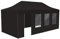 Vispronet Profi Faltpavillon Basic 3x6 m in Schwarz, Stahl-Scherengitter, 4 Seitenteile - Davon 1 Wand mit Tür & Fenster (weitere Farben & Größen)