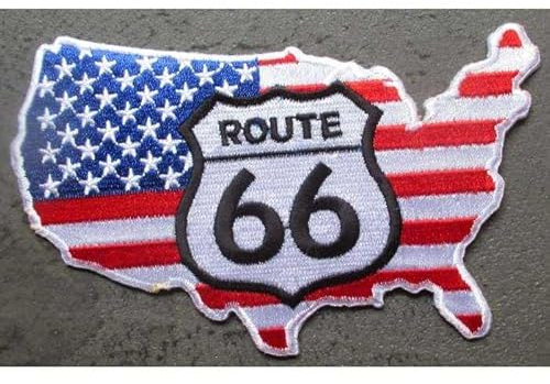 hotrodspirit Aufnäher zum Aufbügeln, Motiv: USA Route 66, 12 x 8 cm