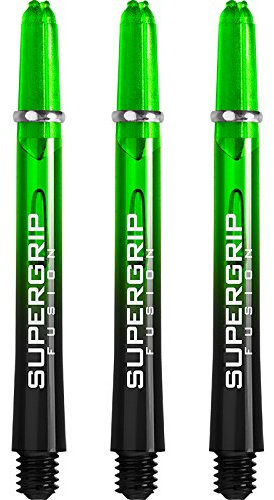 Harrows Supergrip Fusion Dartschäfte, mit gefrästen Ringen, mittelgroß, 5 Sets (15 Stück) (schwarz und grün)
