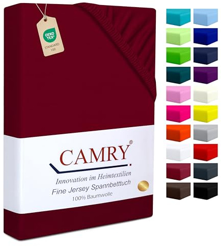 Camry Spannbettlaken 140x200cm - 160x200cm Bordeaux Baumwolle Bettlaken Jersey Spannbetttuch Oeko-Tex