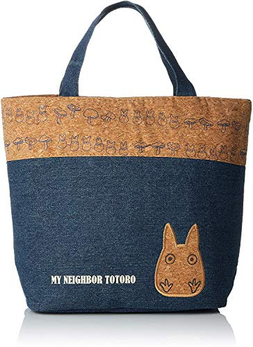 Skater Handtasche Lunchtasche für Bento, 33 × 25 cm, Studio Ghibli My Neighbor Totoro, blauer Denim und Kork, mit Temperaturisolierung, Japan Import KBCO2