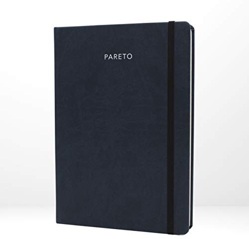 PARETO PLANER (undatiert) – Perfekt organisiert Ziele erreichen, Produktivität steigern, gute Gewohnheiten entwickeln | Mit Froschtasche | Navy
