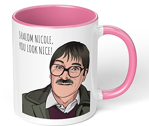 Print Maniacs Shalom Mug Gift Christmas Birthday Funny Friday Night Dinner Jim You Look Nice Present (Pink Fill Mug)