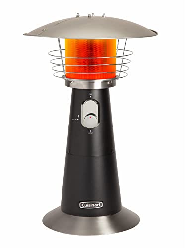 Cuisinart Portable Tabletop Patio Heater, 11,000 BTU Outdoor Propane Heater with Safety Tilt Switch and Adjustable Heat, Burner Screen Guard, 30 sq. Foot Heat Range, Black