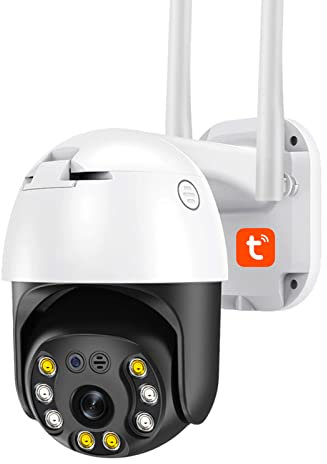 WiFi Wireless Security Camera, 5MP Tuya PTZ Auto Tracking Camera, Night Vision, Two Way Audio, IP66 Waterproof Outdoor Wireless Camera