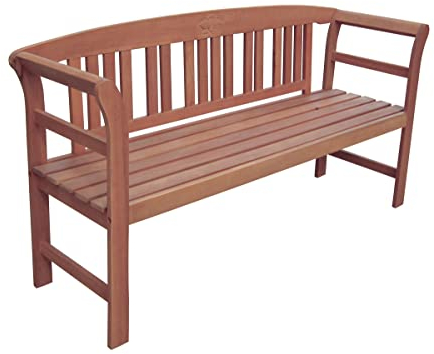 Spetebo Eukalyptus Gartenbank Harland - 157 x 82 cm - FSC Holz Sitzbank für 3 Personen - Terrasse Balkon Garten Bank 3-Sitzer Hartholz geölt massiv