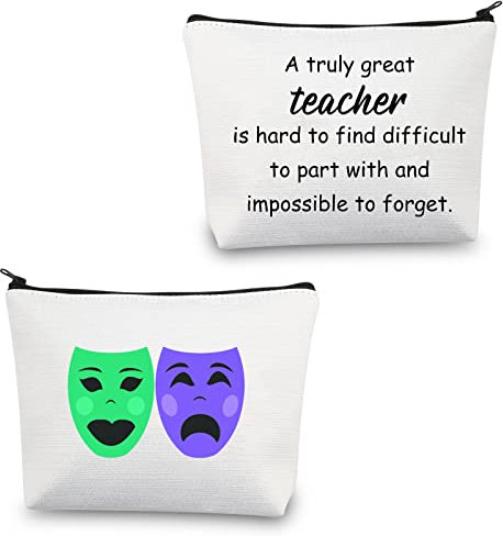 Drama Lehrer Geschenke Make-up Tasche Theater Lehrer Geschenke Wertschätzung Geschenke Komödie Tragödie Maske Geschenke Theater Kosmetiktasche, Weiße Tasche für Drama Teacher, Modisch